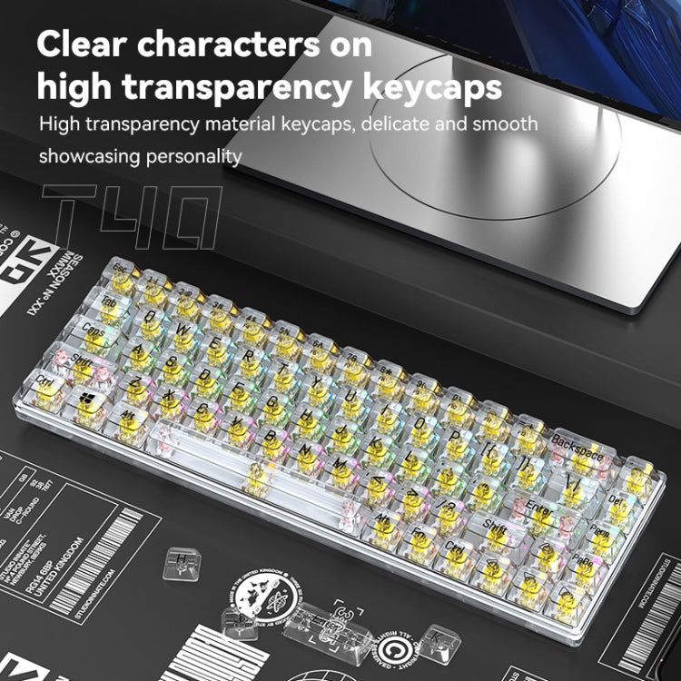 T-WOLF T40 68-Keys RGB Mixed Light Office Gaming Transparent Mechanical Keyboard(Yellow) - HoMEdemic™ 