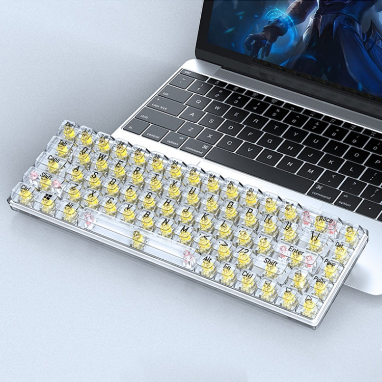 T-WOLF T40 68-Keys RGB Mixed Light Office Gaming Transparent Mechanical Keyboard(Yellow) - HoMEdemic™ 
