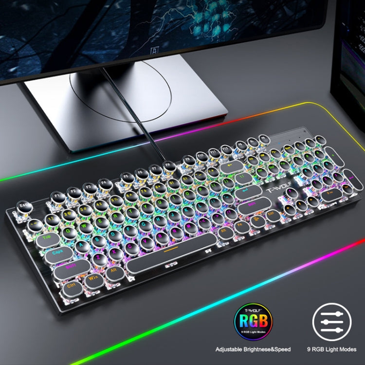 Keywolf Keyboard T-WOLF T75 104 Keys Adjustable RGB Light Computer Game Wired Mechanical ...