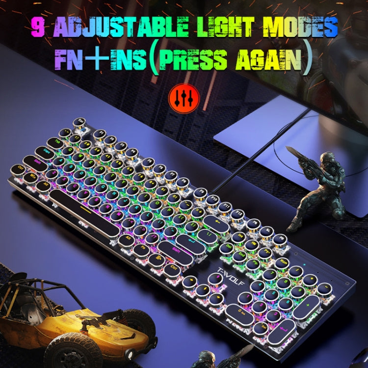 Keywolf Keyboard T-WOLF T75 104 Keys Adjustable RGB Light Computer Game Wired Mechanical ...