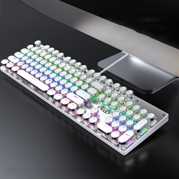 T-WOLF T75 104 Keys Adjustable RGB Light Computer Game Wired Mechanical Keyboard(White) - HoMEdemic™ 