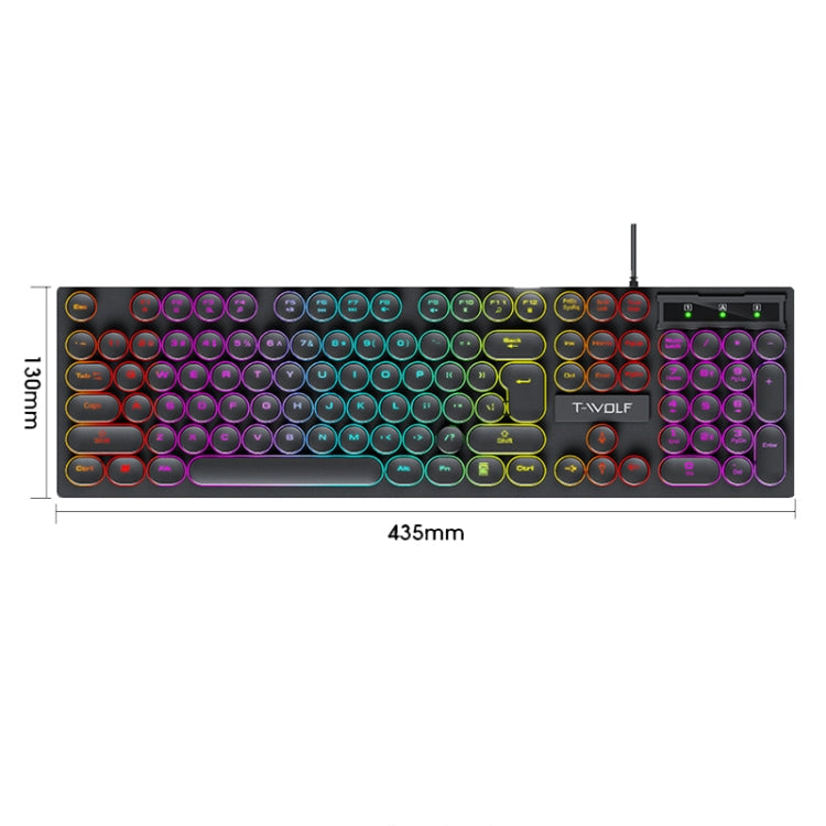 T-WOLF T80 104-Keys RGB Illuminated Office Game Wired Punk Retro Keyboard, Color: Black - HoMEdemic™ 