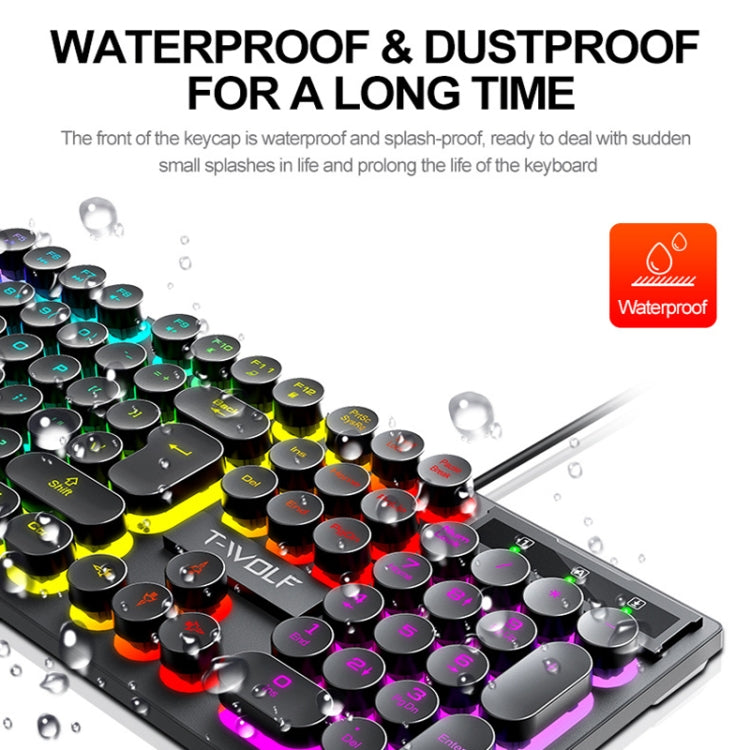 T-WOLF T80 104-Keys RGB Illuminated Office Game Wired Punk Retro Keyboard, Color: Black - HoMEdemic™ 