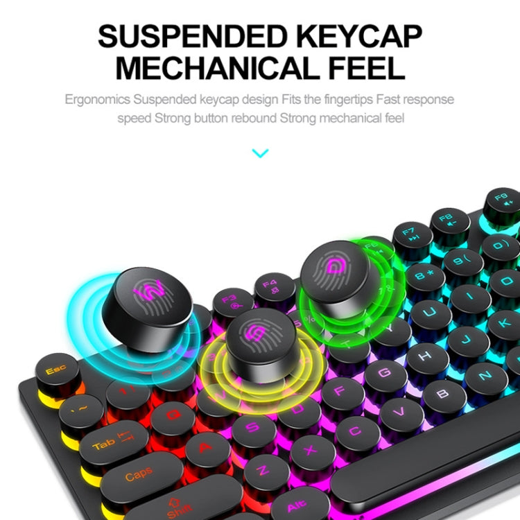T-WOLF T80 104-Keys RGB Illuminated Office Game Wired Punk Retro Keyboard, Color: Pink - HoMEdemic™ 