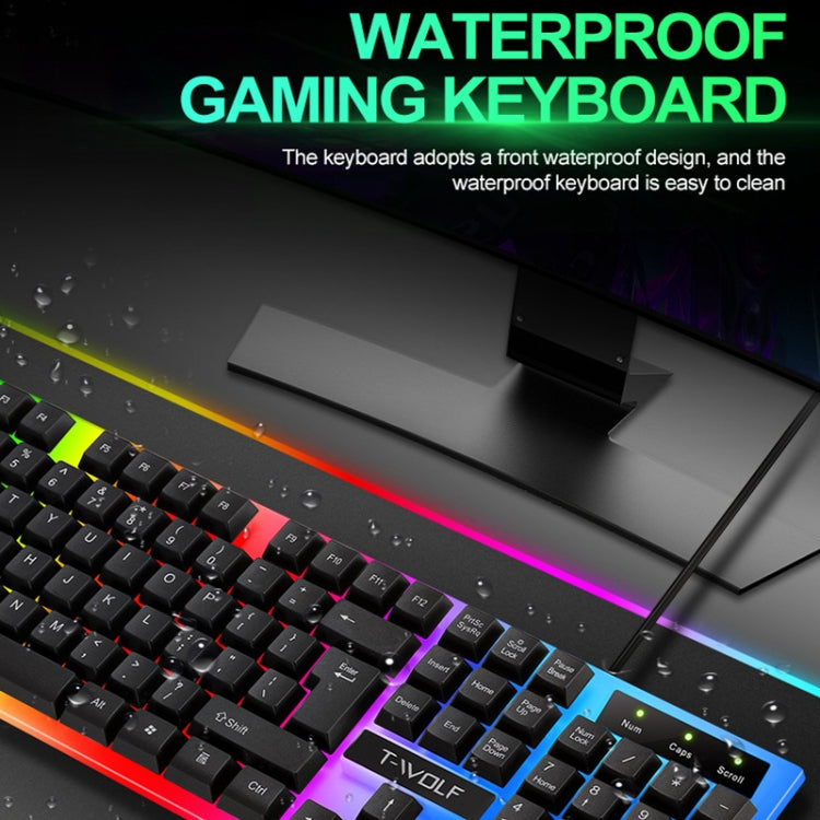 T-WOLF TF230 Colorful Light Effect Game Office Computer Wired Keyboard and Mouse Kit(Black) - HoMEdemic™ 