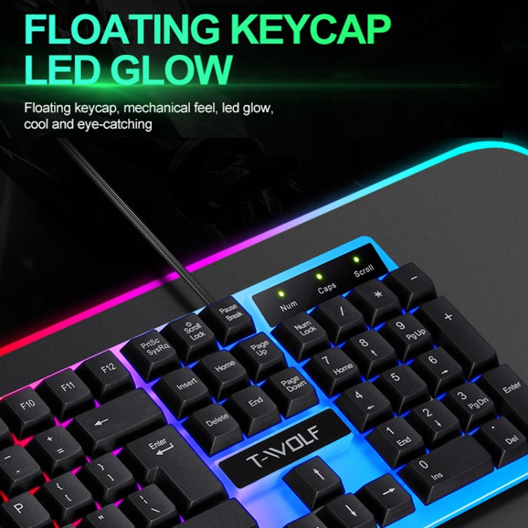 T-WOLF TF230 Colorful Light Effect Game Office Computer Wired Keyboard and Mouse Kit(Black) - HoMEdemic™ 