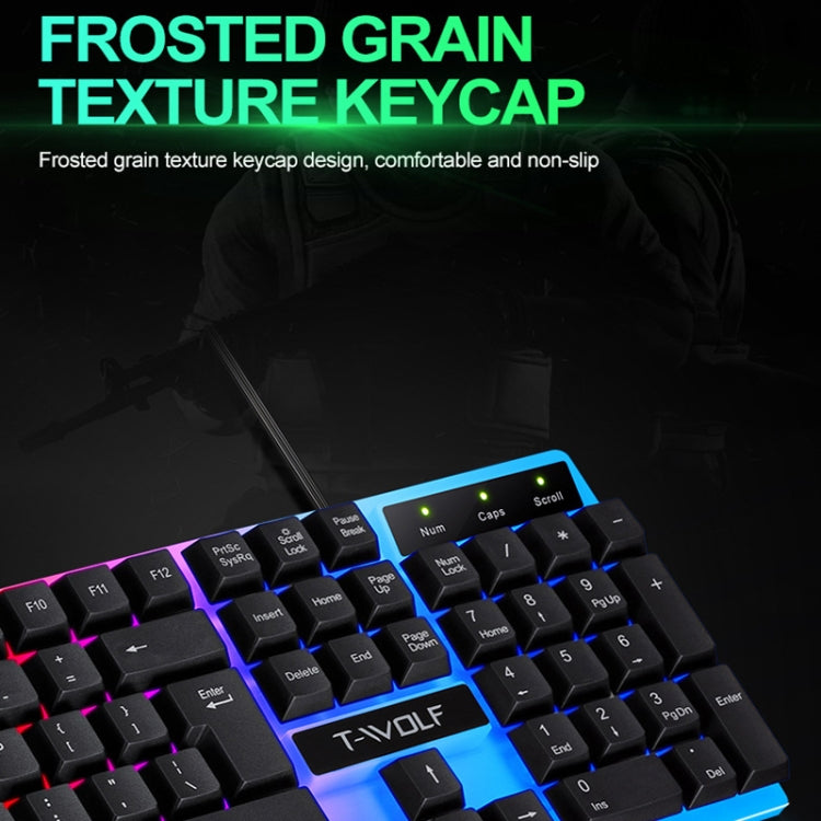 T-WOLF TF230 Colorful Light Effect Game Office Computer Wired Keyboard and Mouse Kit(Black) - HoMEdemic™ 