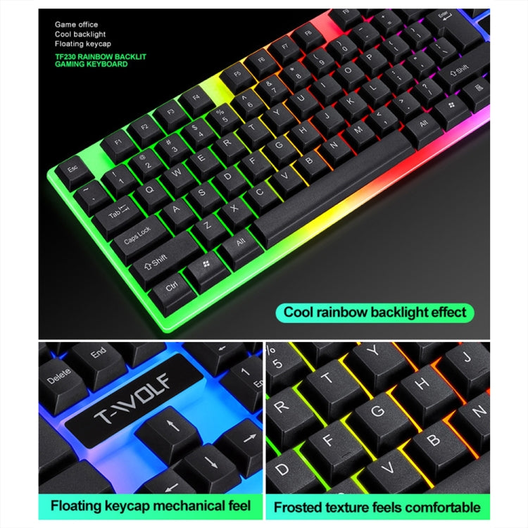 T-WOLF TF230 Colorful Light Effect Game Office Computer Wired Keyboard and Mouse Kit(Black) - HoMEdemic™ 