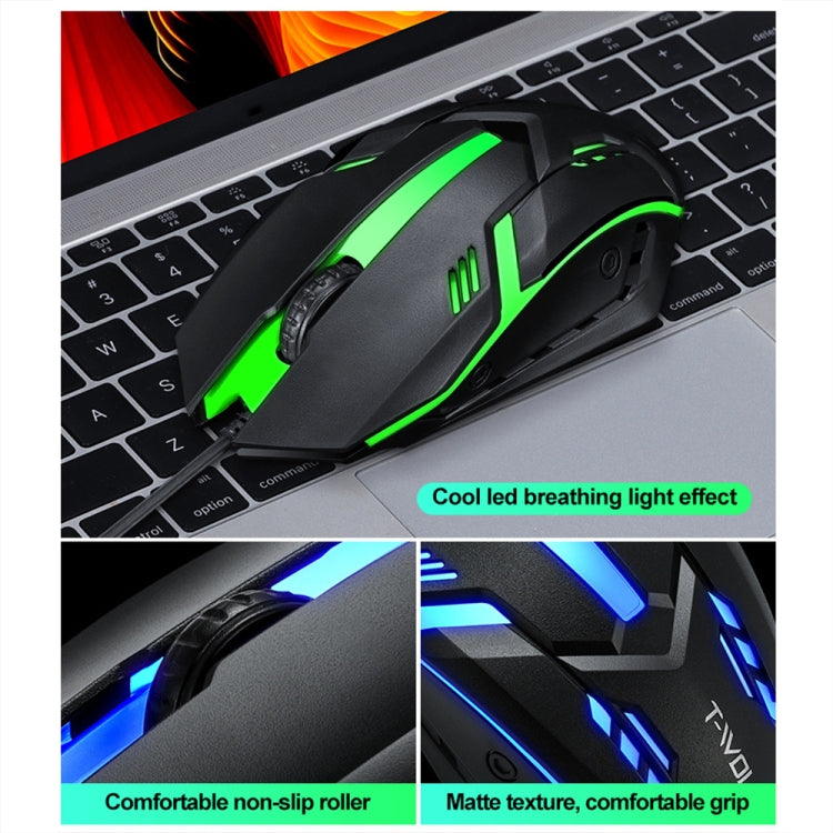 T-WOLF TF230 Colorful Light Effect Game Office Computer Wired Keyboard and Mouse Kit(Black) - HoMEdemic™ 