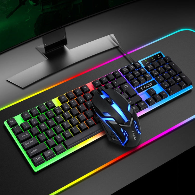 T-WOLF TF230 Colorful Light Effect Game Office Computer Wired Keyboard and Mouse Kit(Black) - HoMEdemic™ 