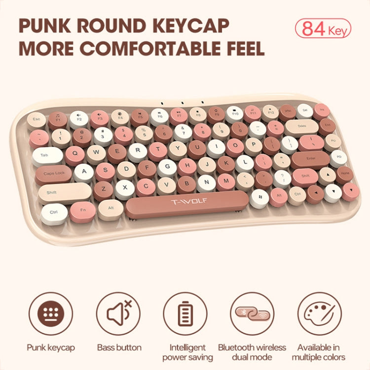 T-WOLF TF660 2.4G+5.0 Bluetooth Dual-Mode Retro Wireless Keyboard And Mouse Set(Black Red) - HoMEdemic™ 