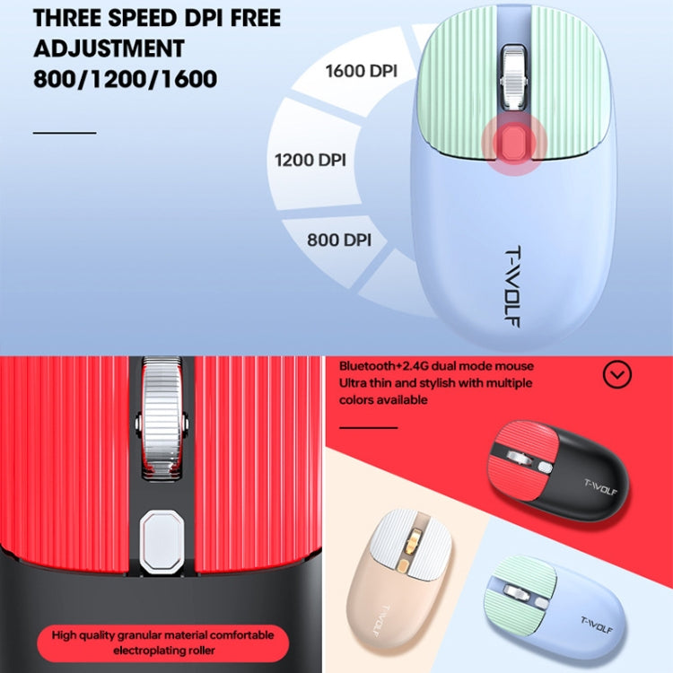 T-WOLF TF660 2.4G+5.0 Bluetooth Dual-Mode Retro Wireless Keyboard And Mouse Set(Black Red) - HoMEdemic™ 