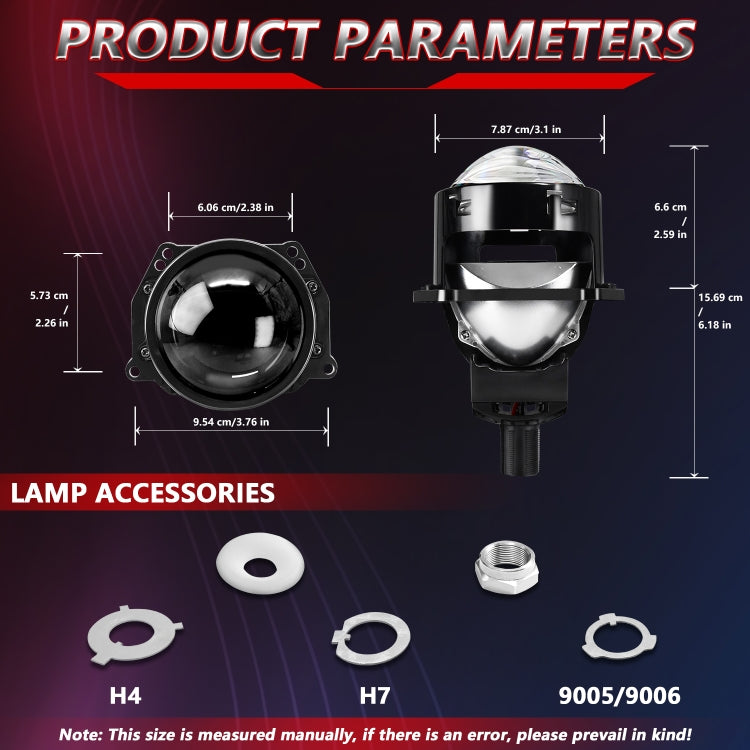 T01 1 Pair 3 inch Car Bifocal LED Lens Headlight, Left Driving (Black) - HoMEdemic™ 