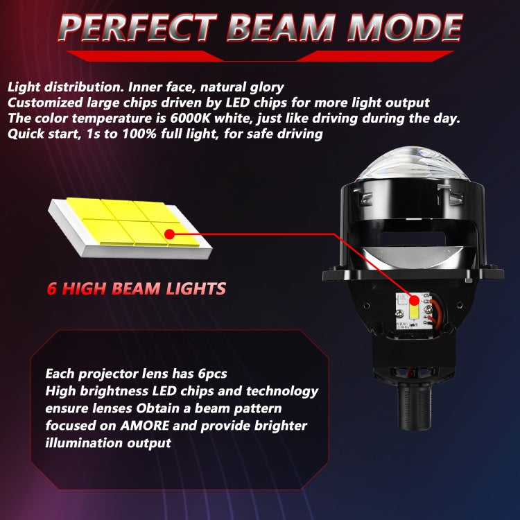 T01 1 Pair 3 inch Car Bifocal LED Lens Headlight, Left Driving (Black) - HoMEdemic™ 
