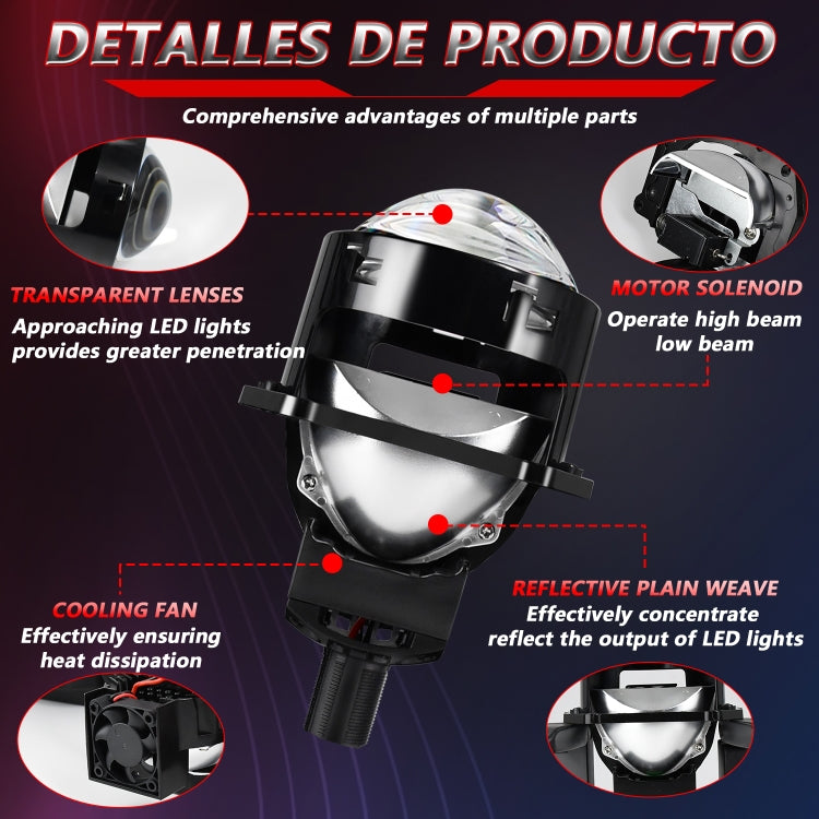 T01 1 Pair 3 inch Car Bifocal LED Lens Headlight, Left Driving (Black) - HoMEdemic™ 