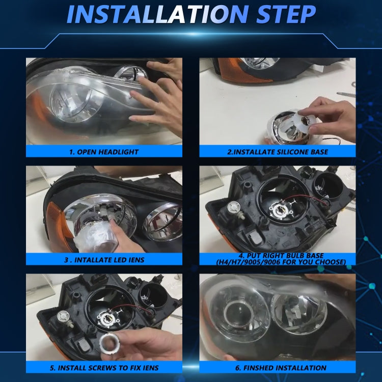 T02 1 Pair 2.5 inch Car Bifocal LED Lens Headlight, Left Driving(Black) - HoMEdemic™ 