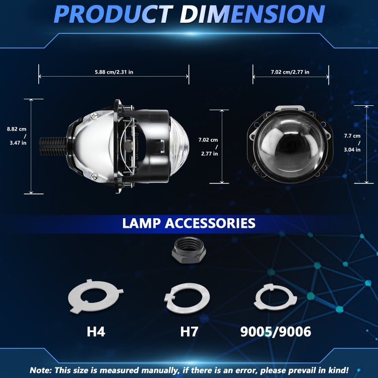 T02 1 Pair 2.5 inch Car Bifocal LED Lens Headlight, Left Driving(Black) - HoMEdemic™ 