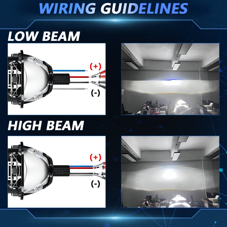 T02 1 Pair 2.5 inch Car Bifocal LED Lens Headlight, Left Driving(Black) - HoMEdemic™ 