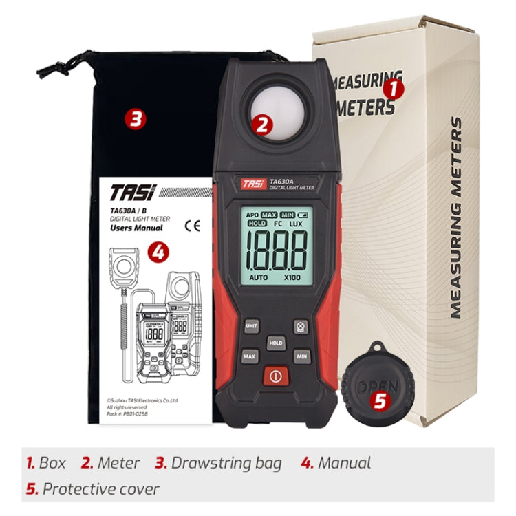 TASI TA630A Integrated Digital Light Meter Illuminance Lux Meter Backlight LCD Display 0.1-200000LUX/0.01-20000FC Light Sensor Tester - HoMEdemic™ 