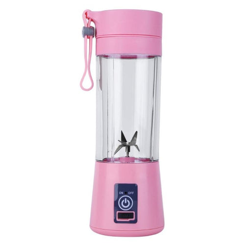 USB Rechargeable Electric Automatic Vegetable Fruit Citrus Orange Juice Maker Cup Mixer Bottle (380ML)(6 Blades Pink) - HoMEdemic™ 