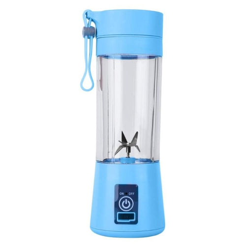 USB Rechargeable Electric Automatic Vegetable Fruit Citrus Orange Juice Maker Cup Mixer Bottle (380ML)(6 Blades Blue) - HoMEdemic™ 