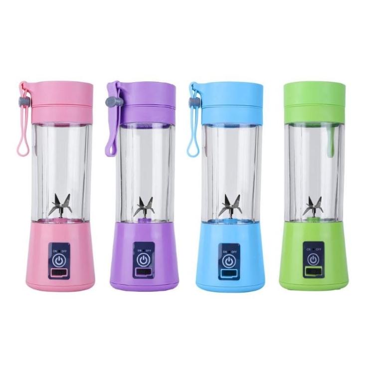 USB Rechargeable Electric Automatic Vegetable Fruit Citrus Orange Juice Maker Cup Mixer Bottle (380ML)(6 Blades Blue) - HoMEdemic™ 
