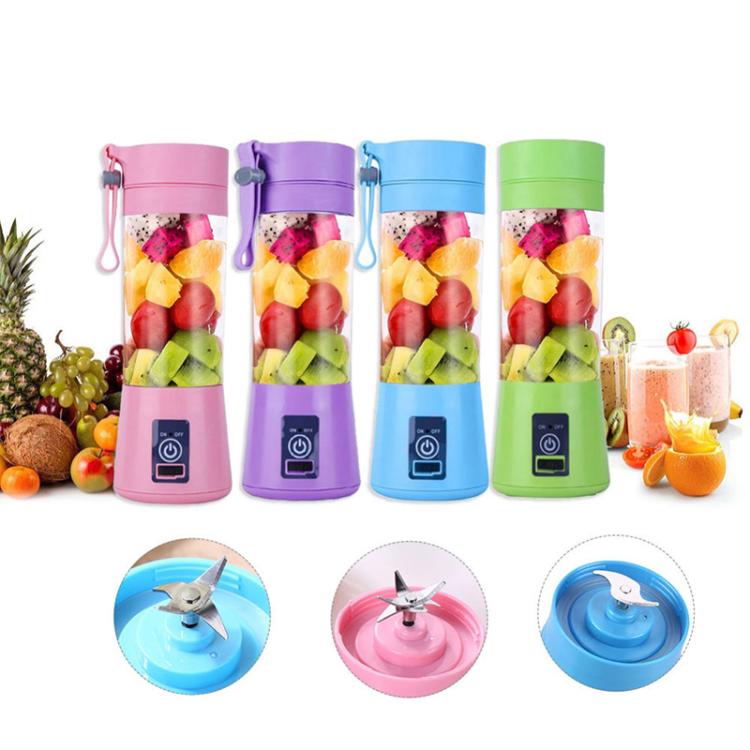 USB Rechargeable Electric Automatic Vegetable Fruit Citrus Orange Juice Maker Cup Mixer Bottle (380ML)(6 Blades Purple) - HoMEdemic™ 