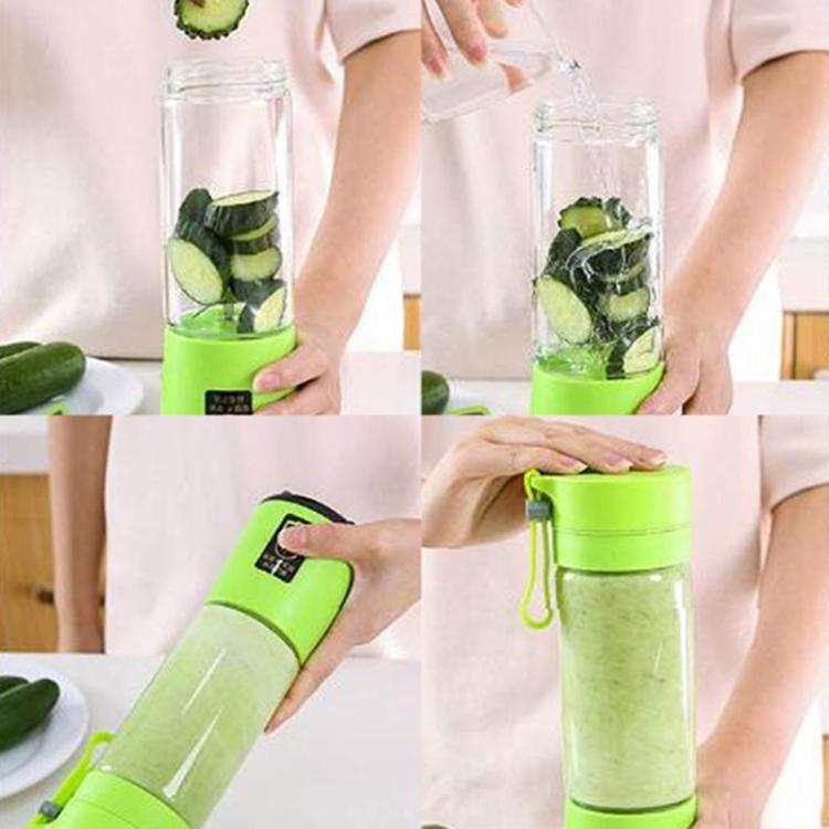 USB Rechargeable Electric Automatic Vegetable Fruit Citrus Orange Juice Maker Cup Mixer Bottle (380ML)(6 Blades Purple) - HoMEdemic™ 
