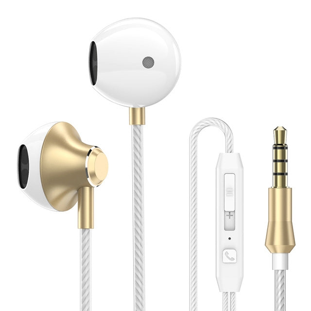 PTM D31 Hands Free Call Stereo Bass Earphones with Mic for Samsung / Xiaomi Phones(Gold) - HoMEdemic™ 