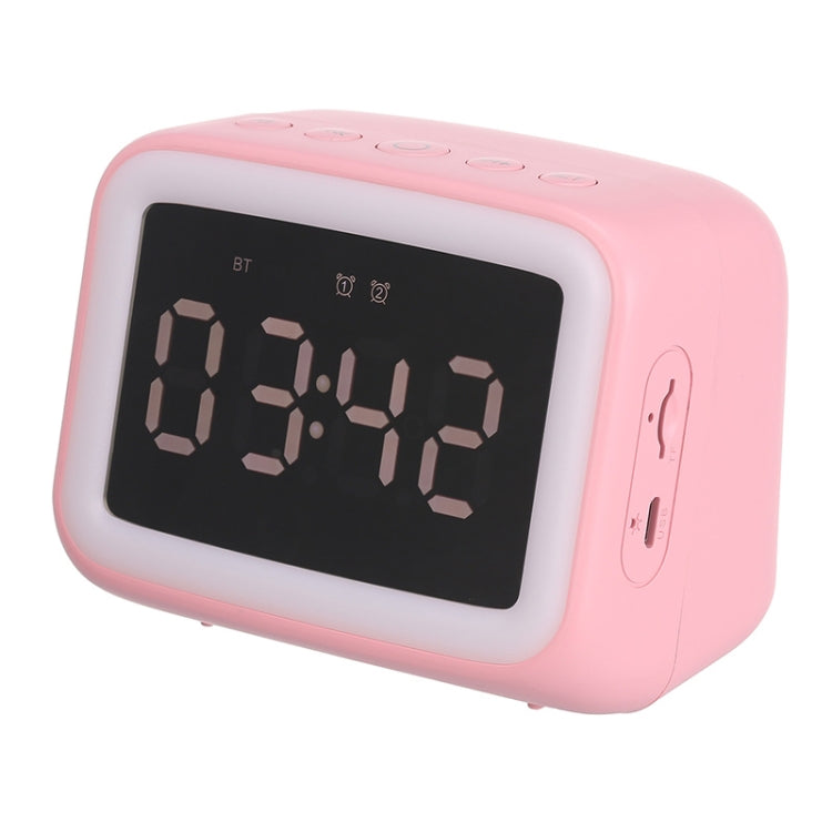 AEC BT-511 Mini LED HD Mirror Bluetooth Speaker, Support 32GB TF Card & 3.5mm AUX & Dual Alarm Clock & Real-time Temperature & Hands-free Calling(Pink) - HoMEdemic™ 
