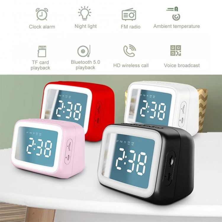 AEC BT-511 Mini LED HD Mirror Bluetooth Speaker, Support 32GB TF Card & 3.5mm AUX & Dual Alarm Clock & Real-time Temperature & Hands-free Calling(Pink) - HoMEdemic™ 