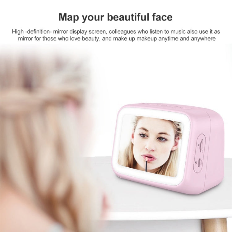 AEC BT-511 Mini LED HD Mirror Bluetooth Speaker, Support 32GB TF Card & 3.5mm AUX & Dual Alarm Clock & Real-time Temperature & Hands-free Calling(Pink) - HoMEdemic™ 