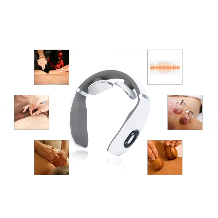 Cervical Vertebra Massager Charging Intelligent Pulse Physiotherapy Instrument Electromagnetic Vibration Neck Protector, Colour:White - HoMEdemic™ 