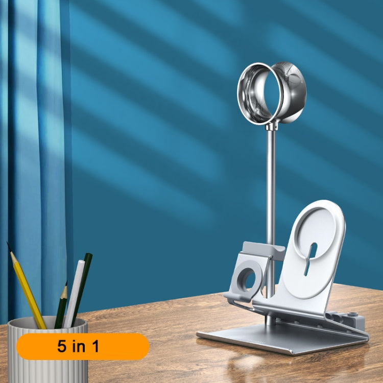 Oatsbasf 5 in 1 Multi-Function Earphone Storage Bracket Wireless Charging Base Bracket(Silver) - HoMEdemic™ 