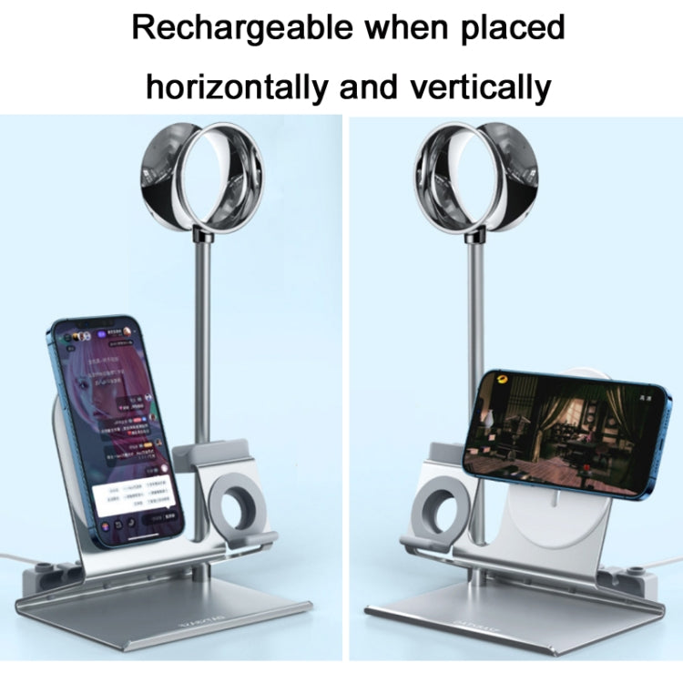 Oatsbasf 5 in 1 Multi-Function Earphone Storage Bracket Wireless Charging Base Bracket(Silver) - HoMEdemic™ 