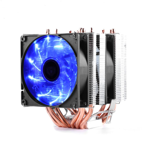 Desktop Computer 6 Copper Tube CPU Radiator Super Quiet Blue Light 3-pin Double Fan - HoMEdemic™ 