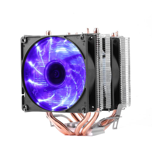 Desktop Computer 4 Copper Tube CPU Radiator Super Quiet Blue Light 3-pin Double Fan - HoMEdemic™ 