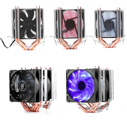 Desktop Computer 4 Copper Tube CPU Radiator Super Quiet Blue Light 3-pin Double Fan - HoMEdemic™ 