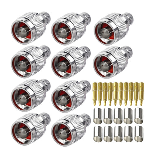 10pcs NJ-7 For LMR400 N Type Plug Connector Low Loss RF Coaxial Connector - HoMEdemic™ 