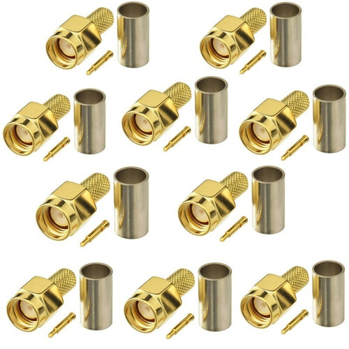 10pcs SMA Male Plug Connector Crimp For RG58 / LMR195 / RG142 / RG400 - HoMEdemic™ 