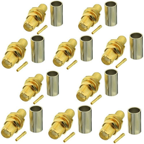 10pcs SMA Female Plug Connector Crimp For RG58 / LMR195 / RG142 / RG400 - HoMEdemic™ 