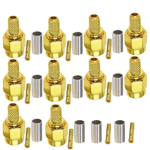 10pcs RP SMA Male Plug Connector Crimp For RG58 / LMR195 / RG142 / RG400 - HoMEdemic™ 