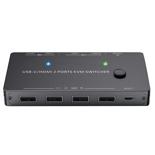 KCEVE-201TC HDMI +Type-C Input 2 In 1 Out 4K 60HZ KVM HD Switcher(Black) - HoMEdemic™ 