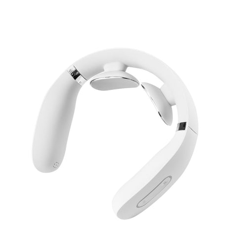 Neck Protector Intelligent Wireless Meridian Electric Physiotherapy Pulse Shoulder and Neck Massager, Style:English Voice Broadcast(Glutinous Rice White) - HoMEdemic™ 