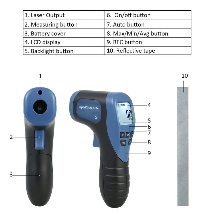 Non-contact High-precision Tachometer Digital Display Motor Speedometer - HoMEdemic™ 