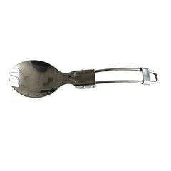2 PCS Outdoor Camping Hiking Stainless Steel Metal Fork Spoon Tableware Cookout Picnic Folding Spork - HoMEdemic™ 