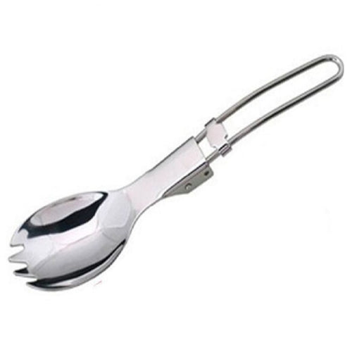 2 PCS Outdoor Camping Hiking Stainless Steel Metal Fork Spoon Tableware Cookout Picnic Folding Spork - HoMEdemic™ 