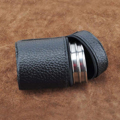 4 in 1 70ml Outdoor Camping Tableware Travel Cups Set Picnic Supplies Stainless Steel Wine Beer Cup Whiskey Mugs PU Leather - HoMEdemic™ 