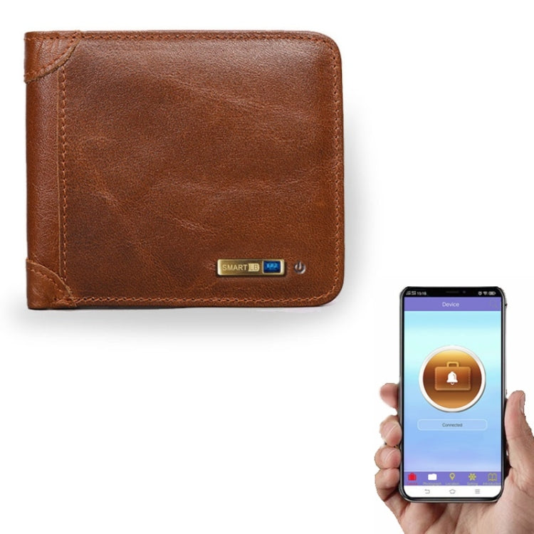 Men Leather Business Wallet Smart Anti-Lost Anti-Theft Wallet, Style:Smart(Light Brown) - HoMEdemic™ 