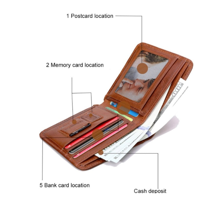 Men Leather Business Wallet Smart Anti-Lost Anti-Theft Wallet, Style:Smart(Light Brown) - HoMEdemic™ 